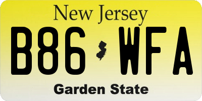 NJ license plate B86WFA