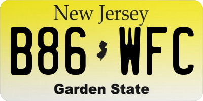 NJ license plate B86WFC