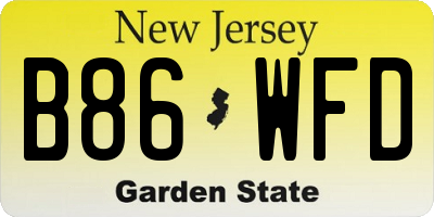 NJ license plate B86WFD