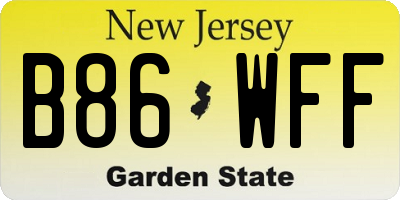 NJ license plate B86WFF