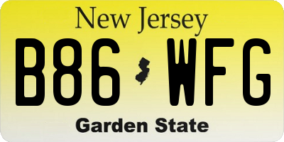 NJ license plate B86WFG