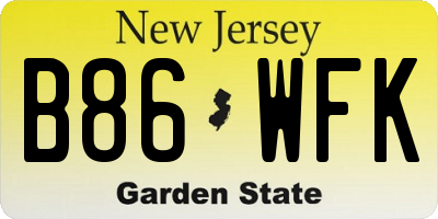NJ license plate B86WFK