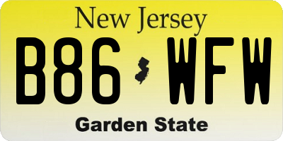 NJ license plate B86WFW