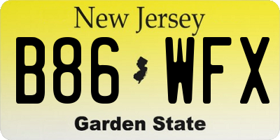 NJ license plate B86WFX