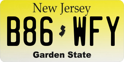 NJ license plate B86WFY