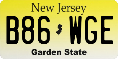 NJ license plate B86WGE