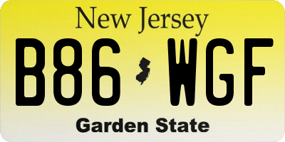 NJ license plate B86WGF