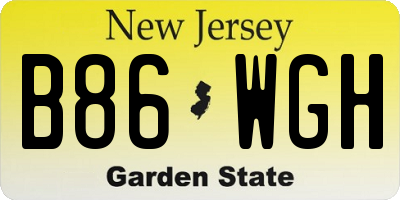 NJ license plate B86WGH