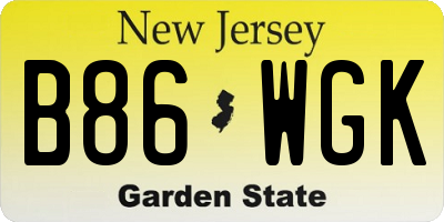 NJ license plate B86WGK