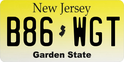 NJ license plate B86WGT