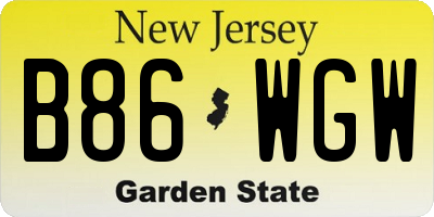 NJ license plate B86WGW