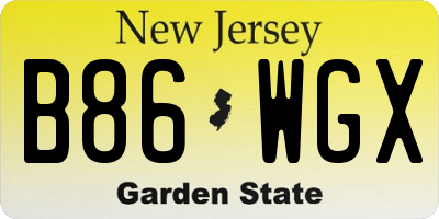 NJ license plate B86WGX