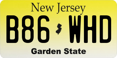 NJ license plate B86WHD