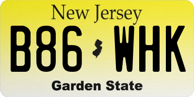 NJ license plate B86WHK