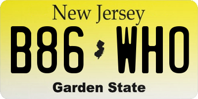 NJ license plate B86WHO