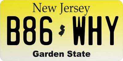 NJ license plate B86WHY