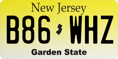 NJ license plate B86WHZ