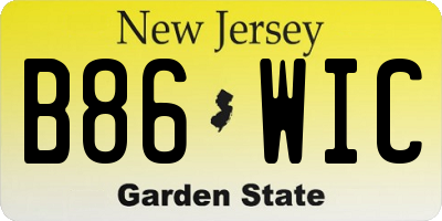 NJ license plate B86WIC