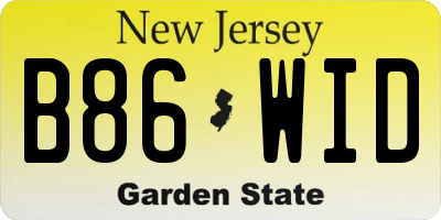 NJ license plate B86WID