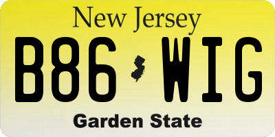 NJ license plate B86WIG