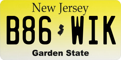 NJ license plate B86WIK