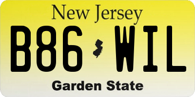 NJ license plate B86WIL