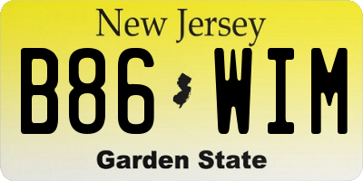 NJ license plate B86WIM
