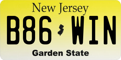 NJ license plate B86WIN