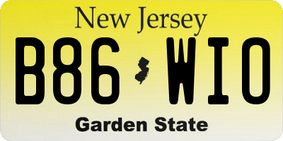 NJ license plate B86WIO