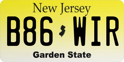 NJ license plate B86WIR