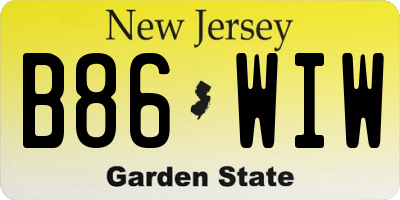 NJ license plate B86WIW
