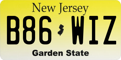 NJ license plate B86WIZ