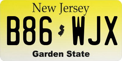 NJ license plate B86WJX