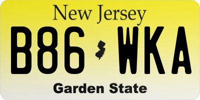 NJ license plate B86WKA