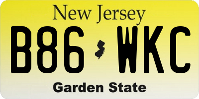 NJ license plate B86WKC