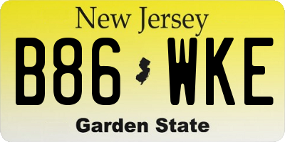 NJ license plate B86WKE