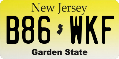 NJ license plate B86WKF