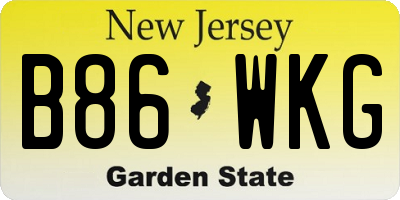 NJ license plate B86WKG