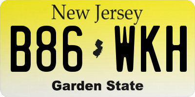 NJ license plate B86WKH