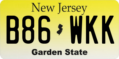 NJ license plate B86WKK