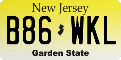 NJ license plate B86WKL
