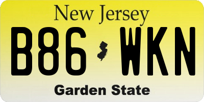 NJ license plate B86WKN