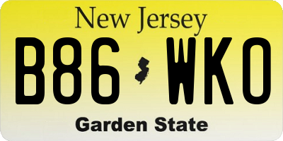 NJ license plate B86WKO