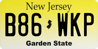 NJ license plate B86WKP