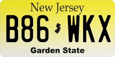 NJ license plate B86WKX