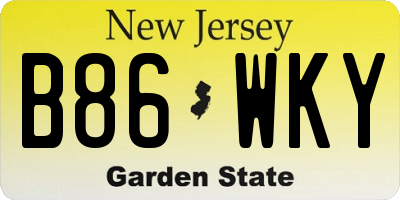 NJ license plate B86WKY
