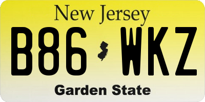 NJ license plate B86WKZ