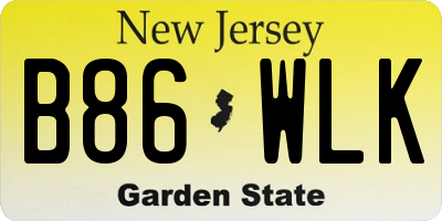 NJ license plate B86WLK