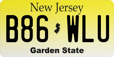 NJ license plate B86WLU