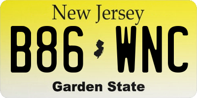 NJ license plate B86WNC